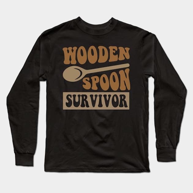 Wooden Spoon Survivor Funny Italian Joke Humor Wooden Spoon Long Sleeve T-Shirt by rogergren